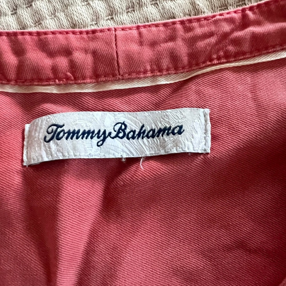 Tommy Bahama Pink Band Collar Roll Tab Sleeve Button Down Shirt Women S Tencel - Picture 10 of 15